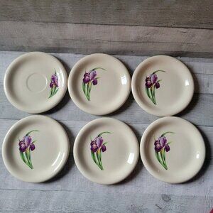 6 Floral Iris Bread Plates Universal Oven Proof Ballerina 6 inch Set